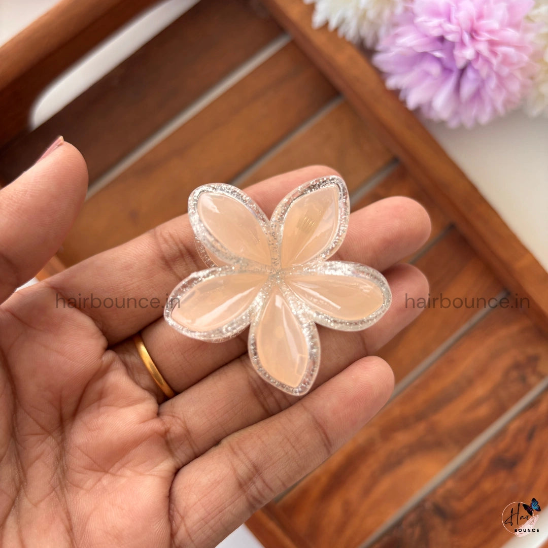 Crystal Blossom Glitter Edge Hair Claw – Small