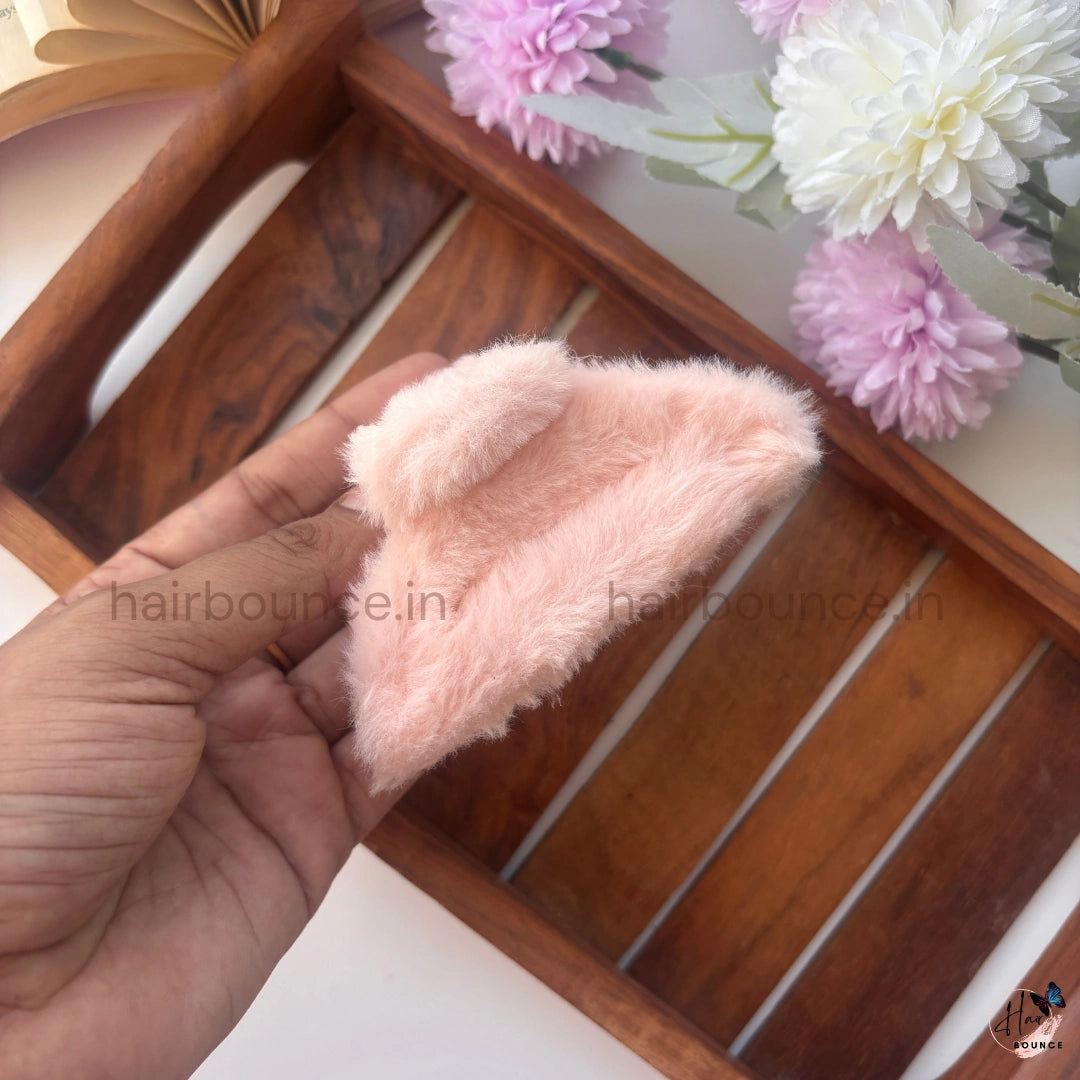 Cloud Puff Fur Hair Claw – Large
