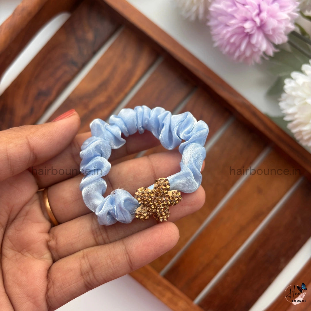 Golden Bloom Satin Scrunchie