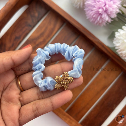 Golden Bloom Satin Scrunchie