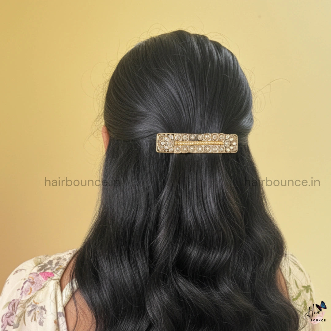 Antique Kundan Rectangle Hair Clip