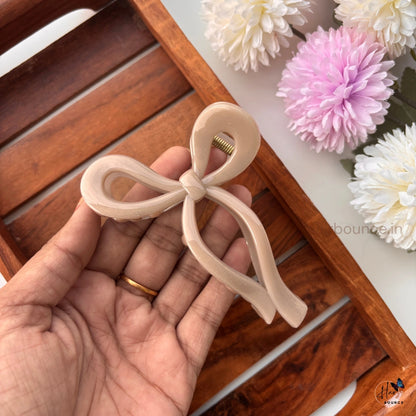 Pastel Elegance Bow Hair Claw - Premium Acrylic Large