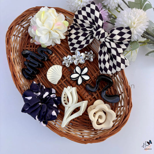 Monochrome Chic Hair Accessory Hamper