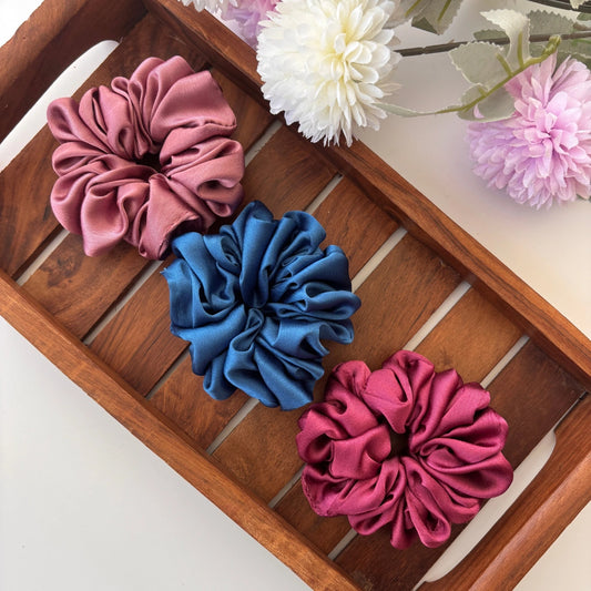 Premium Satin Scrunchies - Regular (Set of 3)