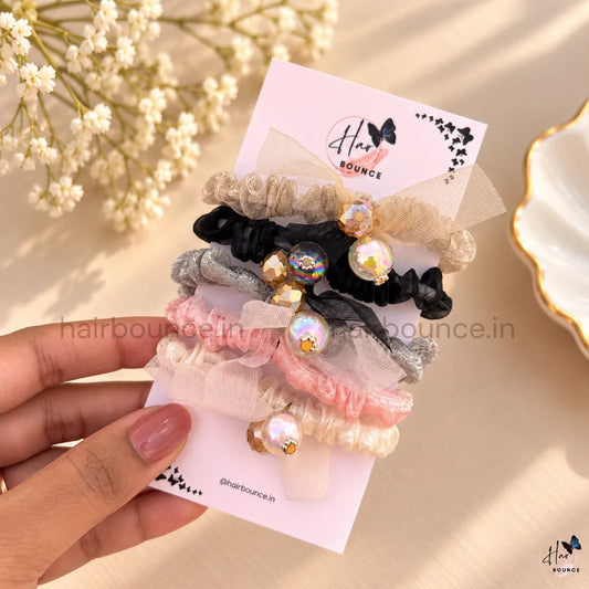 Elegant Pearl Ribbon Hair Tie