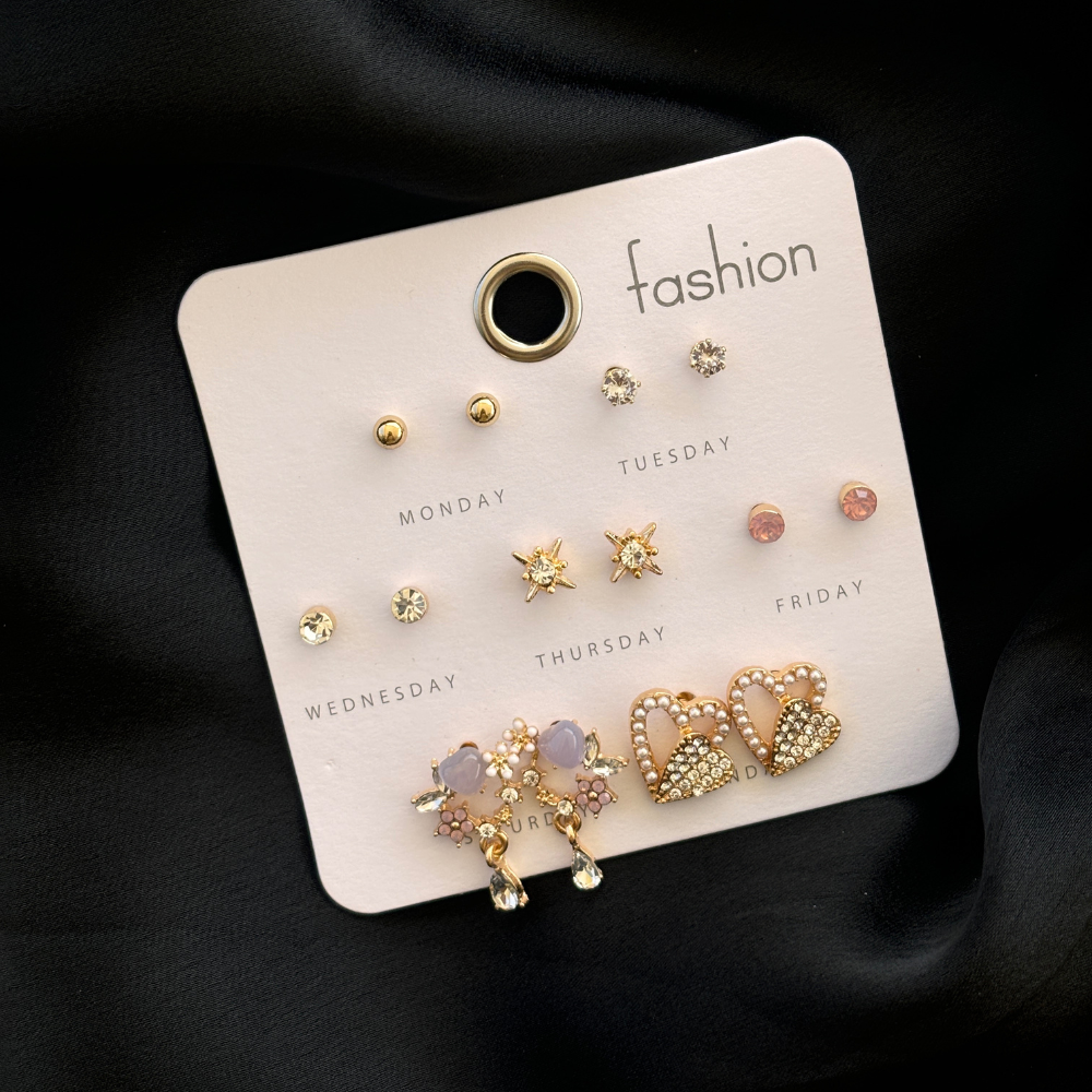 Korean Earrings Set (7 Pair Set)