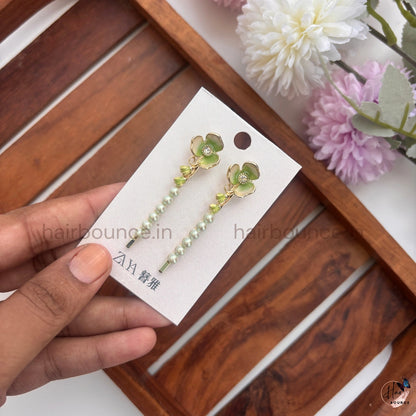 Floral Pearl Drop Hair Pins Set