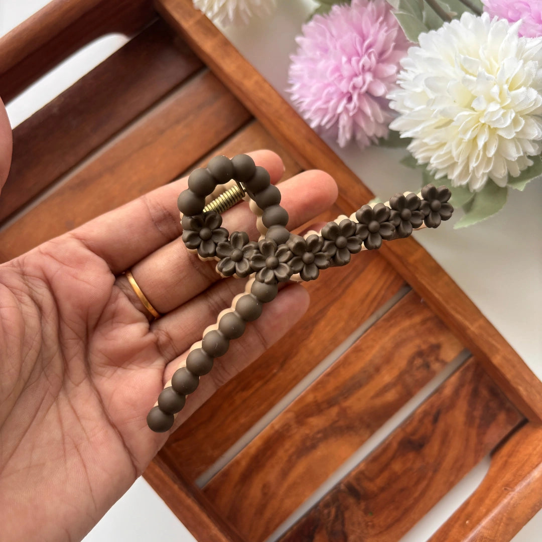 Dual Colour Flower Loop Hair Claw - Large