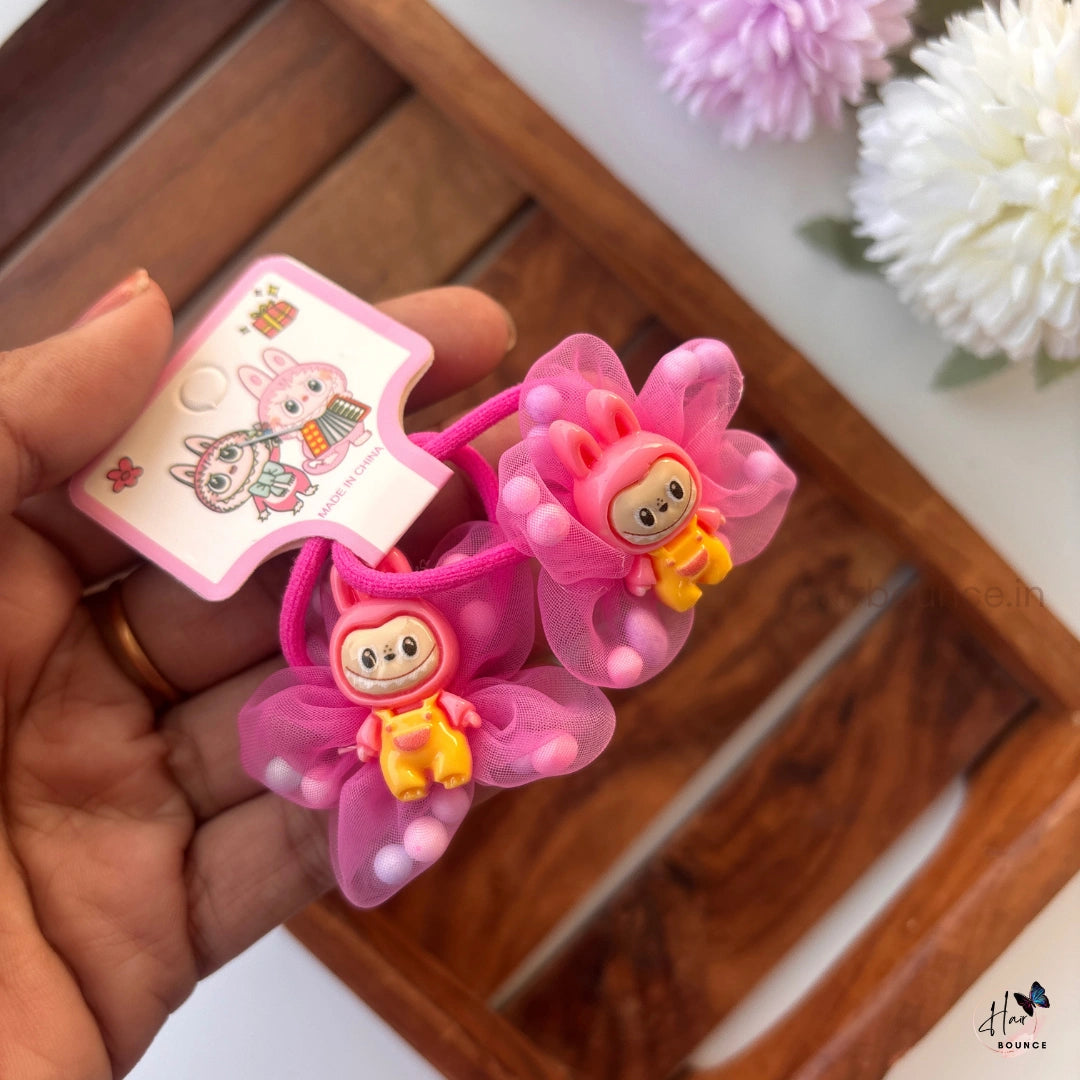 Cute Bunny Pom-Pom Organza Hair Rubber Bands