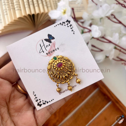 Antique Gold Kemp Floral Jada Billa with Dangling Beads