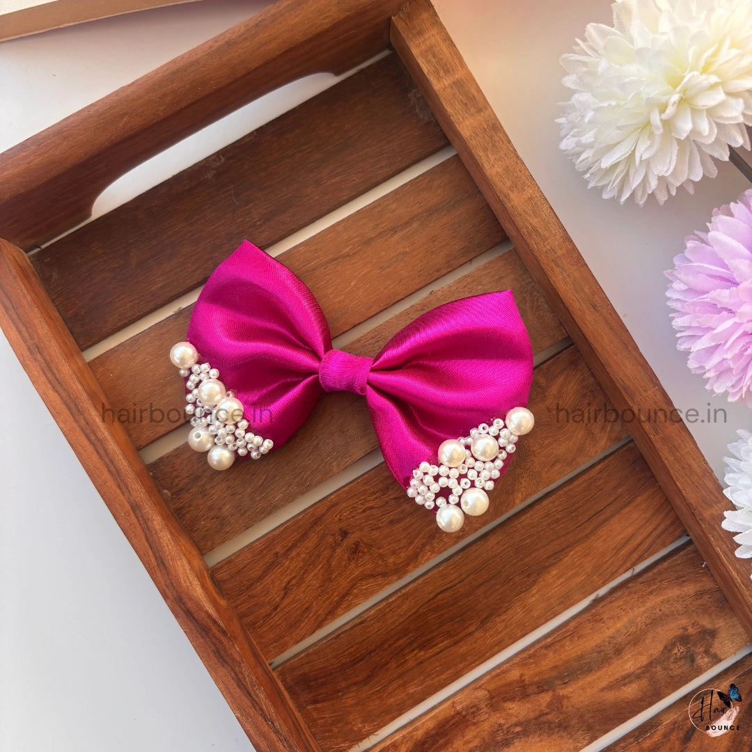 Pearl Bow - Hot Pink