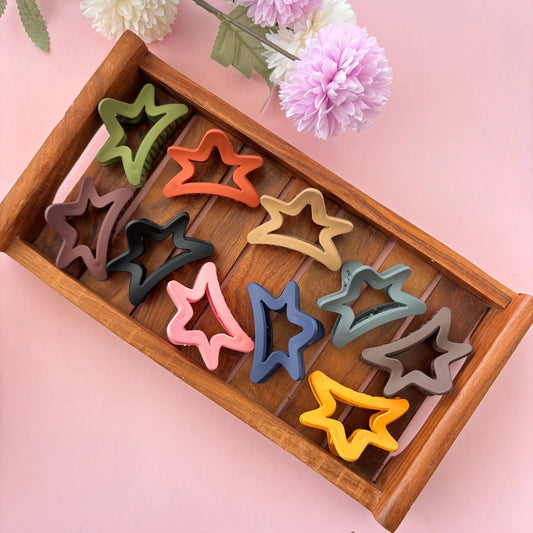 Matte Finish Star Shape Hair Claw - Medium
