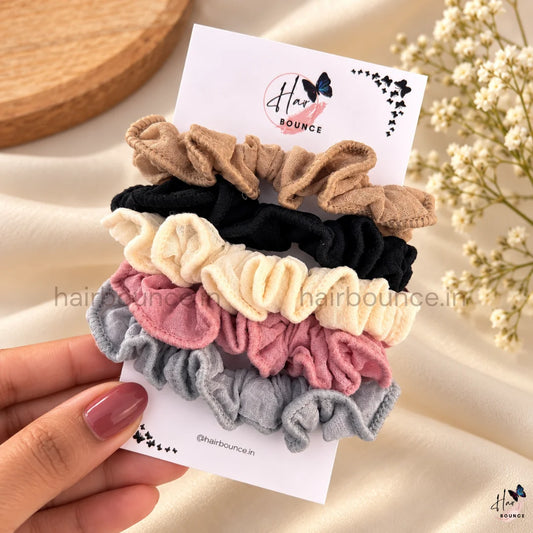 Soft Crinkle Fabric Hair Scrunchies for Women & Girls