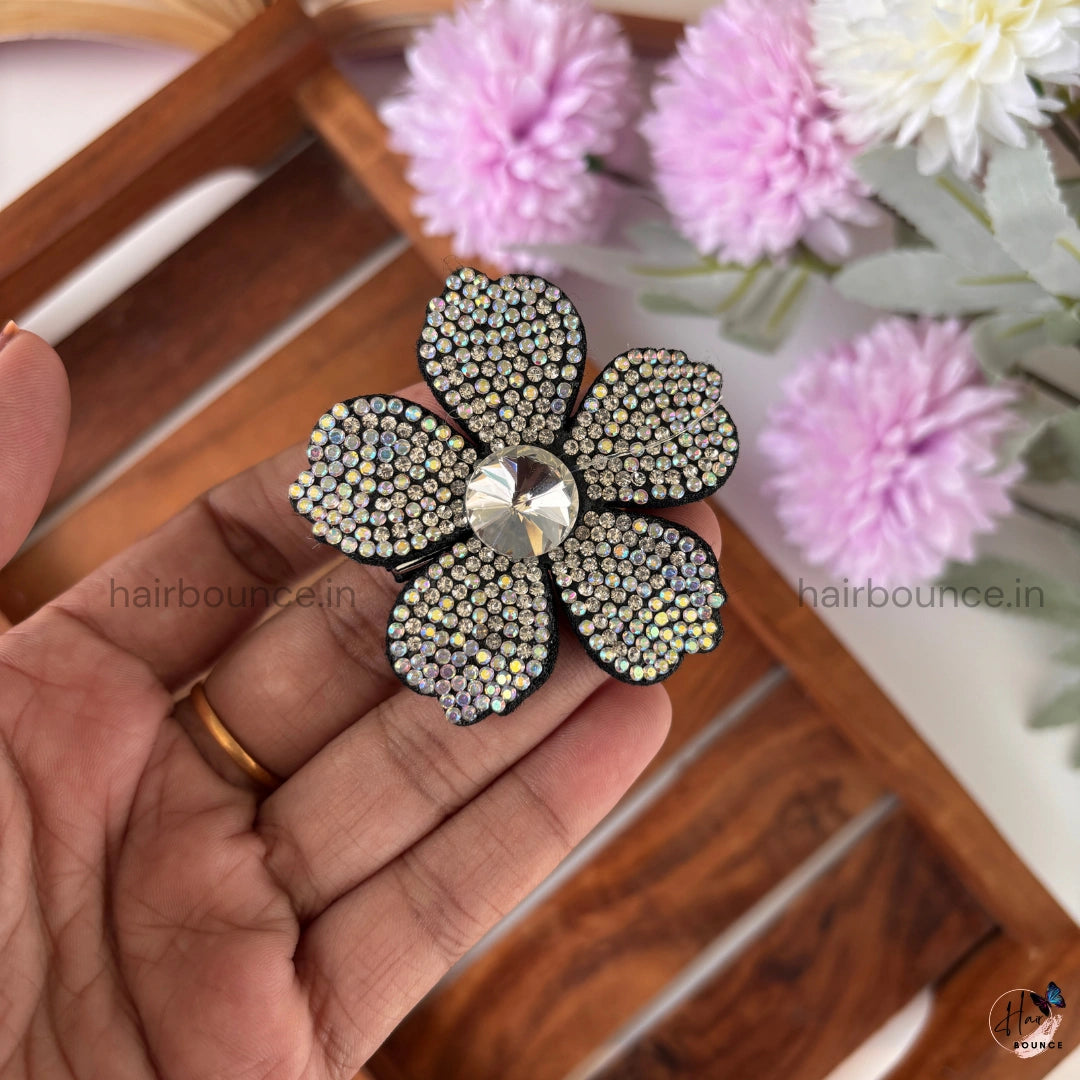 Crystal Bloom Flower Alligator Clip