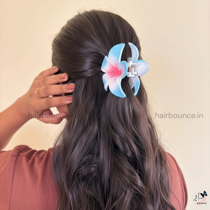Soft Matte Plumeria Flower Hair Claw – Set of 3 (1 Large + 2 Small)
