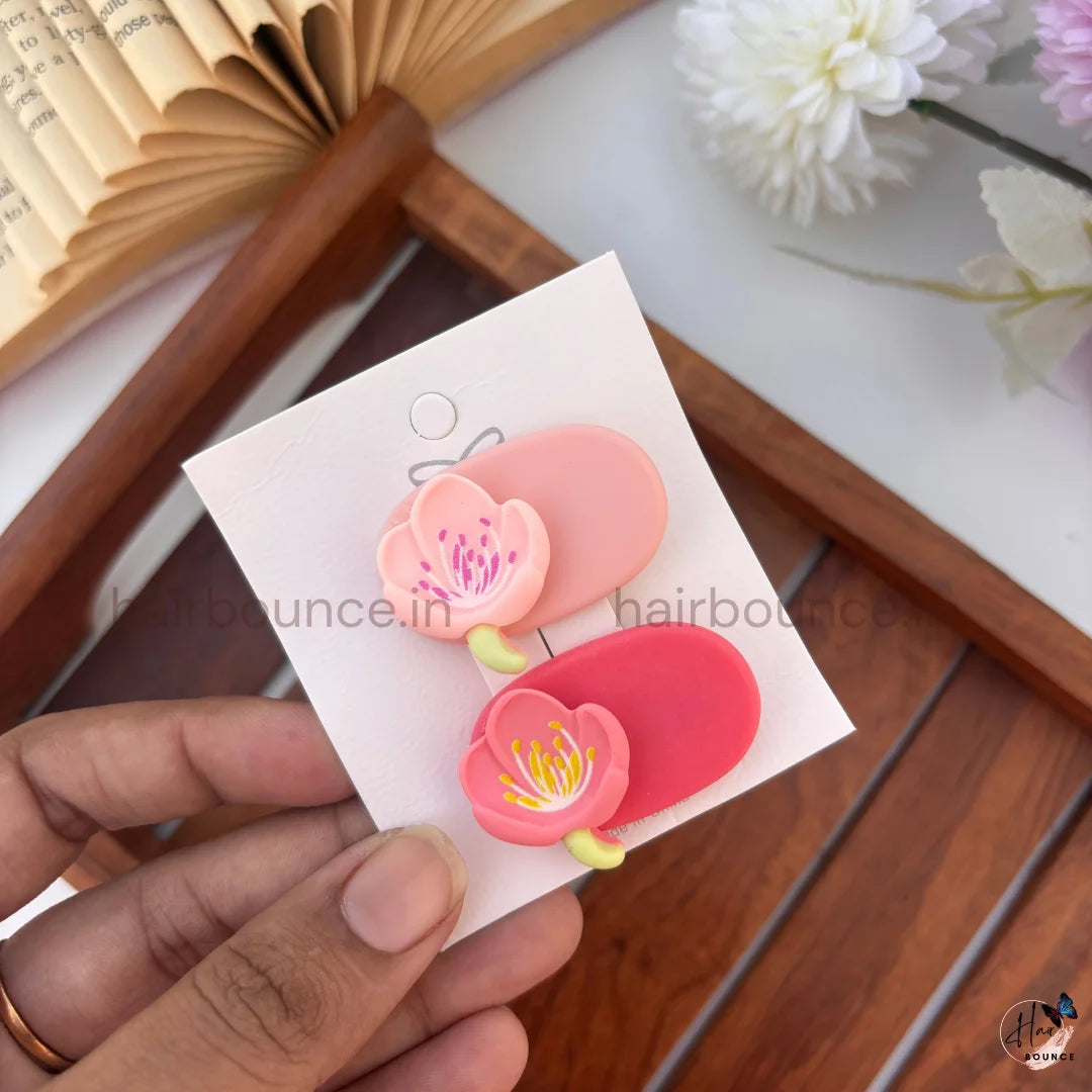 Floral Bloom Tic Tac Hair Clips – Set of 3