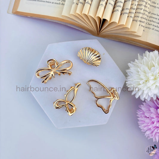 Golden Elegance Mini Hair Claw Set – Pack of 4