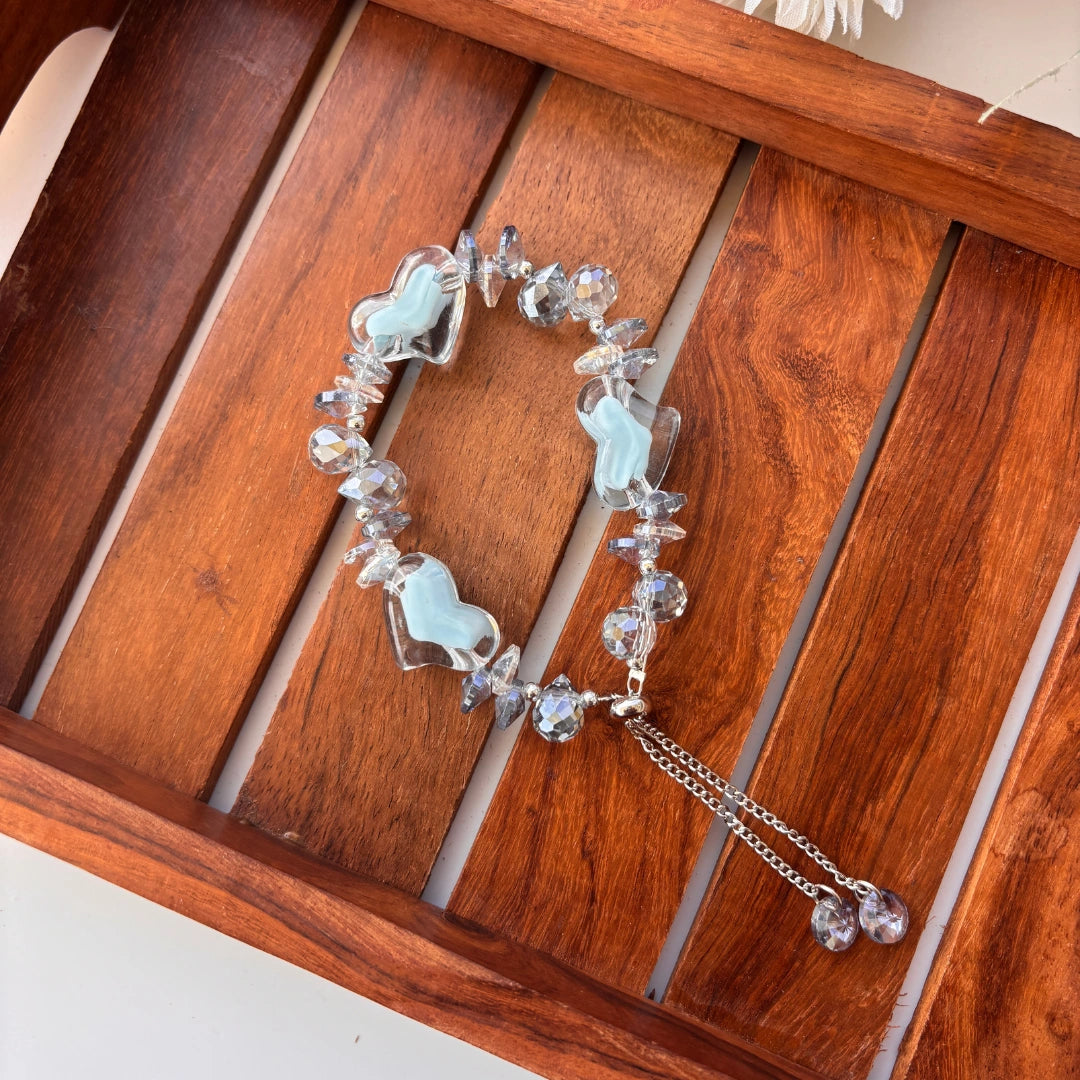 Crystal Heart Charm Bracelet – Adjustable