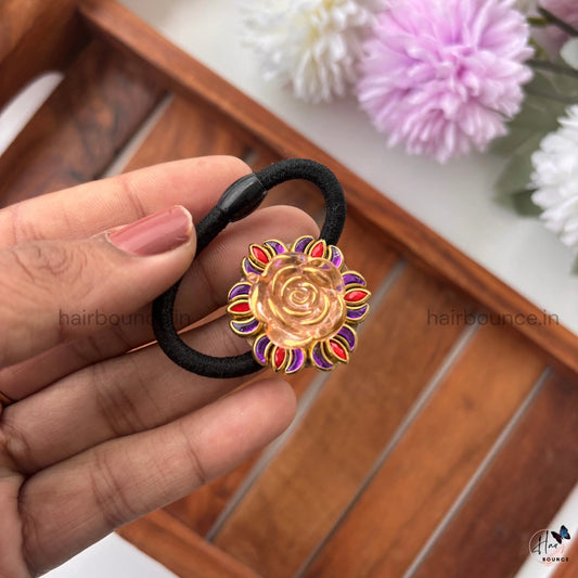 Radiant Multicolor Rose Bloom Hair Tie