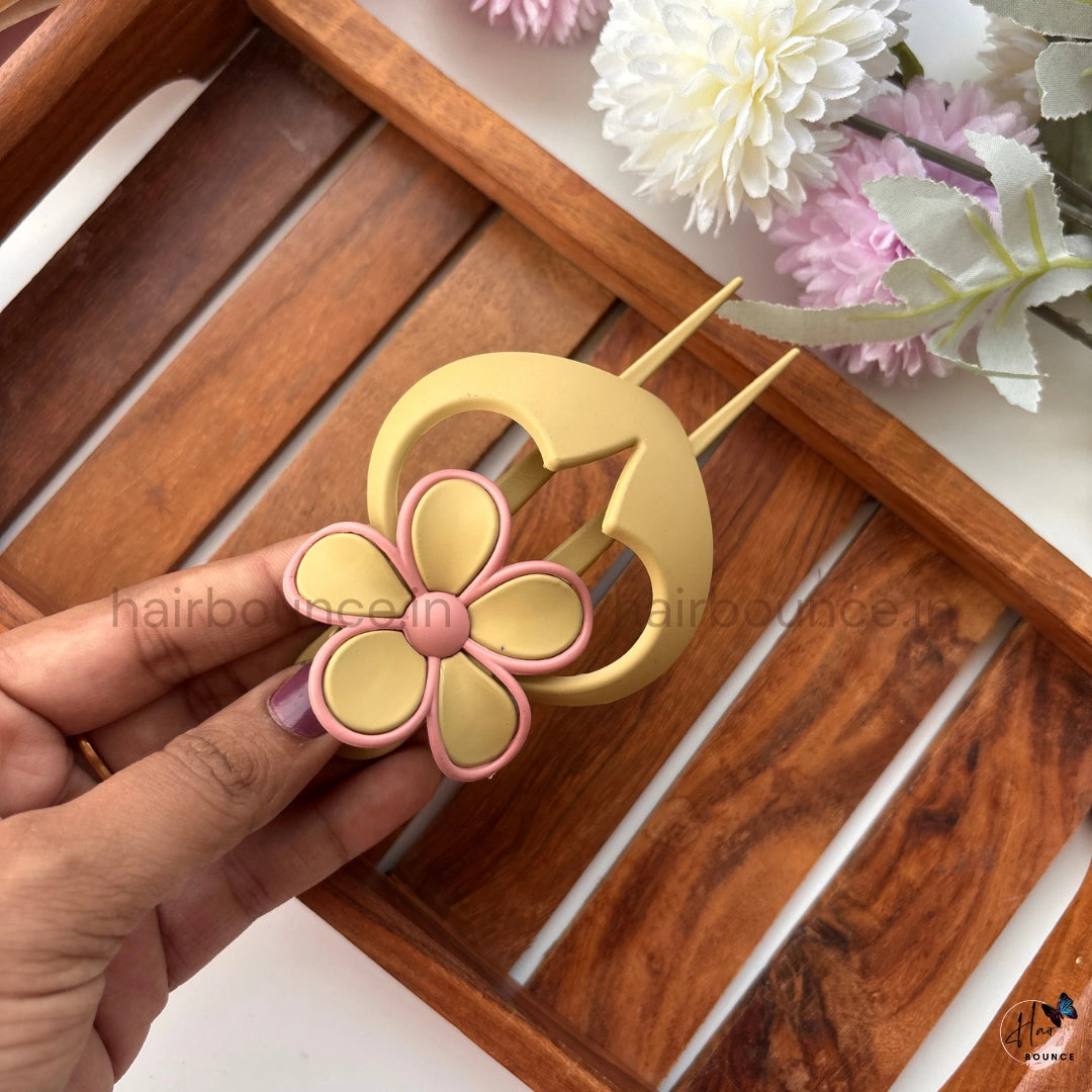 Pastel Blossom Hair Fork Clip - Large