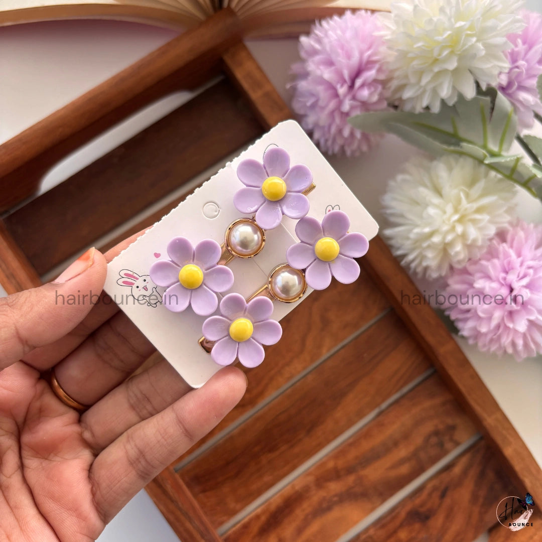 Daisy Pearl Snap Clips