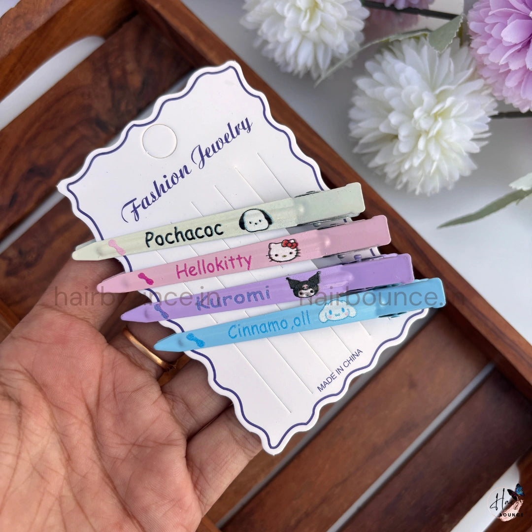 Cute Character Kids Alligator Hair Clips – Pack of 4 (Assorted Colours)