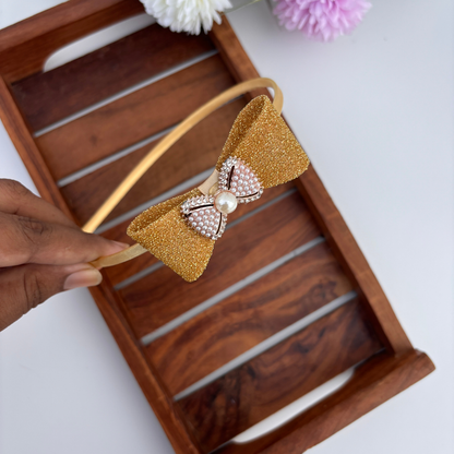 Glitter Bow Pearl Headband