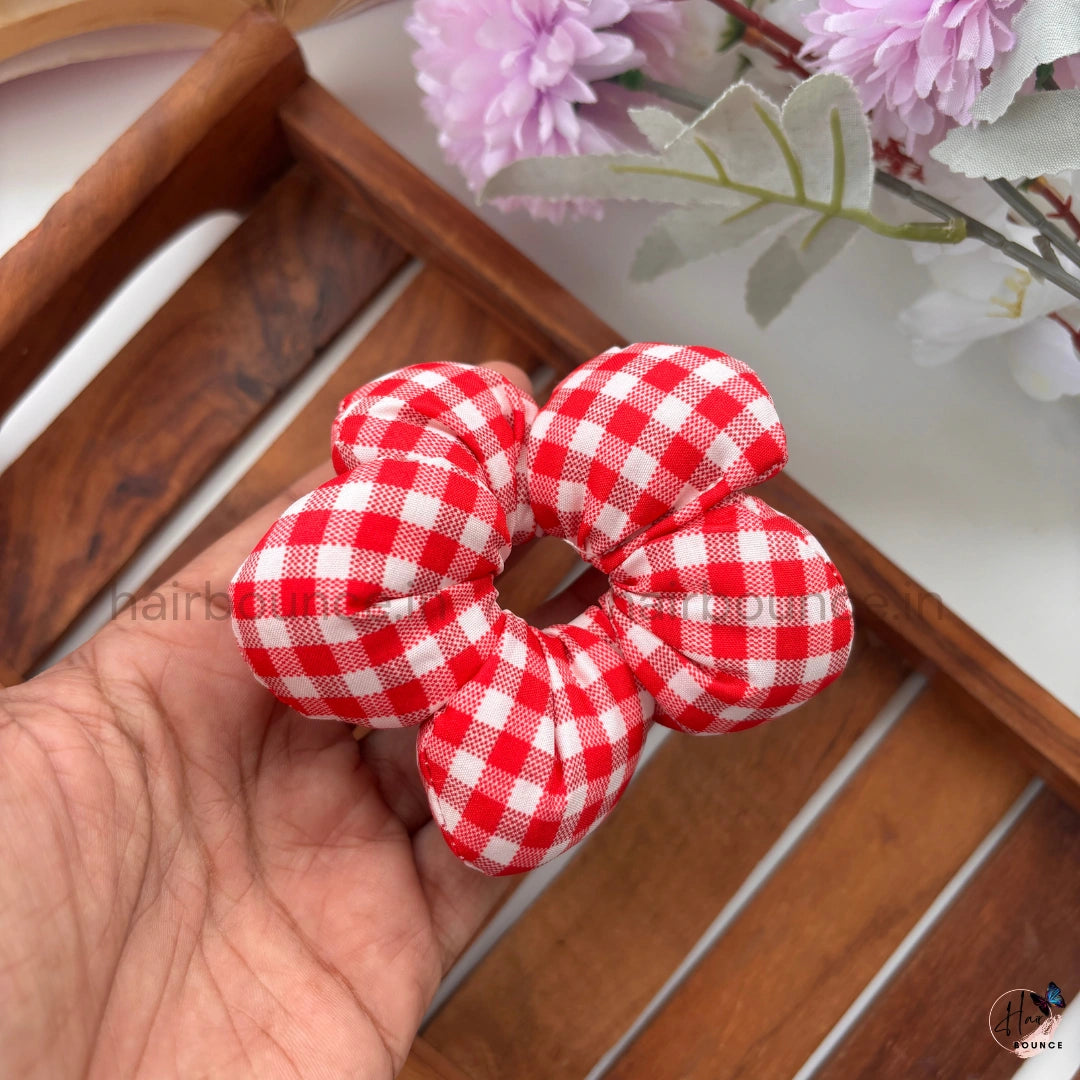 Cloud Puff Gingham Scrunchie