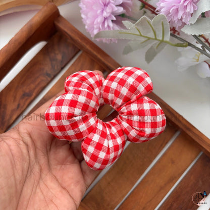 Cloud Puff Gingham Scrunchie