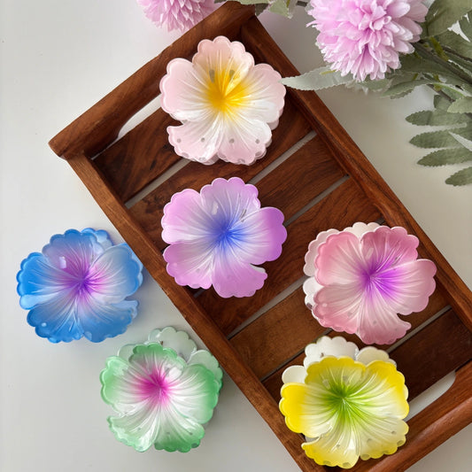 Pastel Bloom Hibiscus Hair Claw - Large