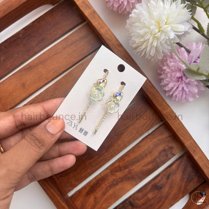 Elegant Crystal Flower Drop Hair Pins