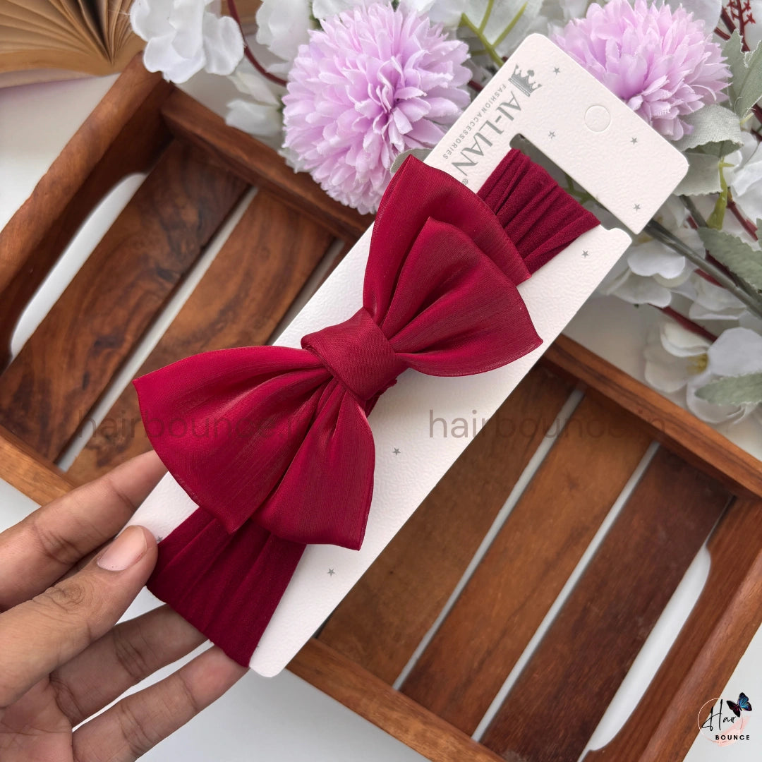 Luxe Satin Bow Newborn Baby Nylon Headband