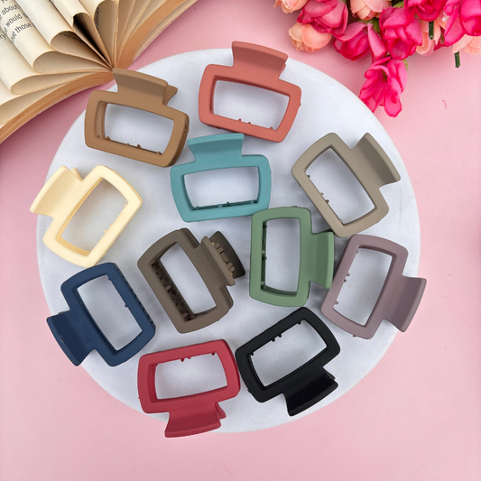 Colourful Dark Shades Square Hair Claw - Pack of 2 / Assorted Colours
