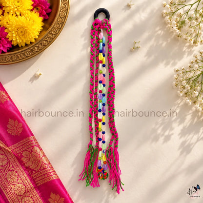 Navaratri Braided Cowrie Shell Tassel Hair Tie