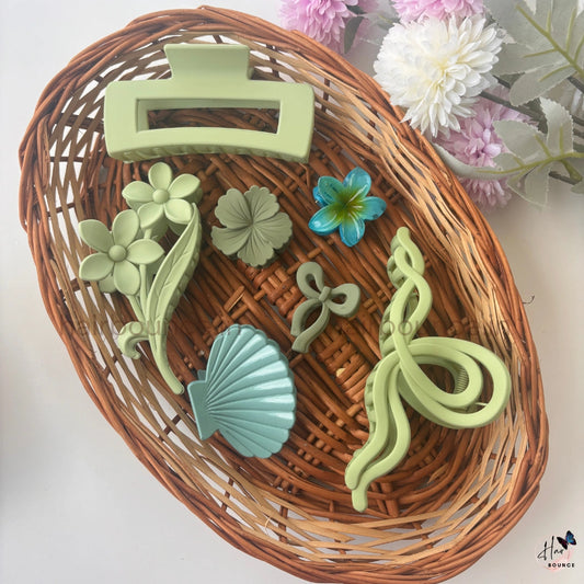 Sage Breeze Hair Claw Hamper – Set of 7