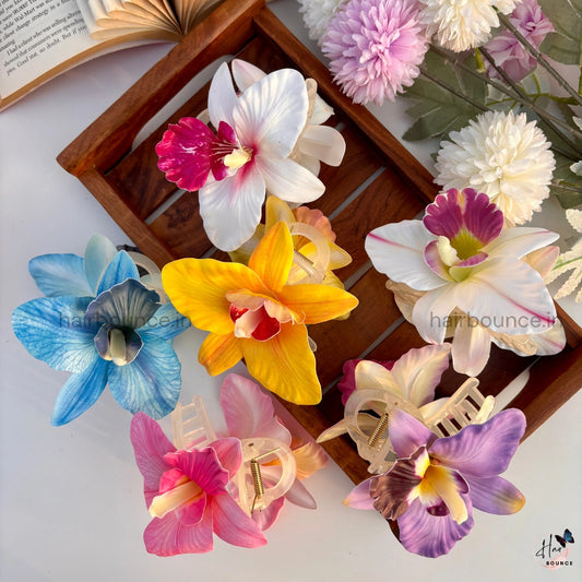 Elegant Orchid Bloom Hair Claw - Large