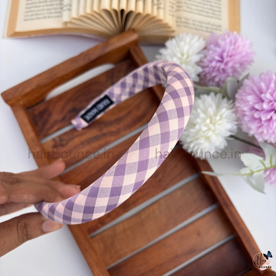 Classic Gingham Fabric Headband for Women & Girls – Soft Checkered Hair Band