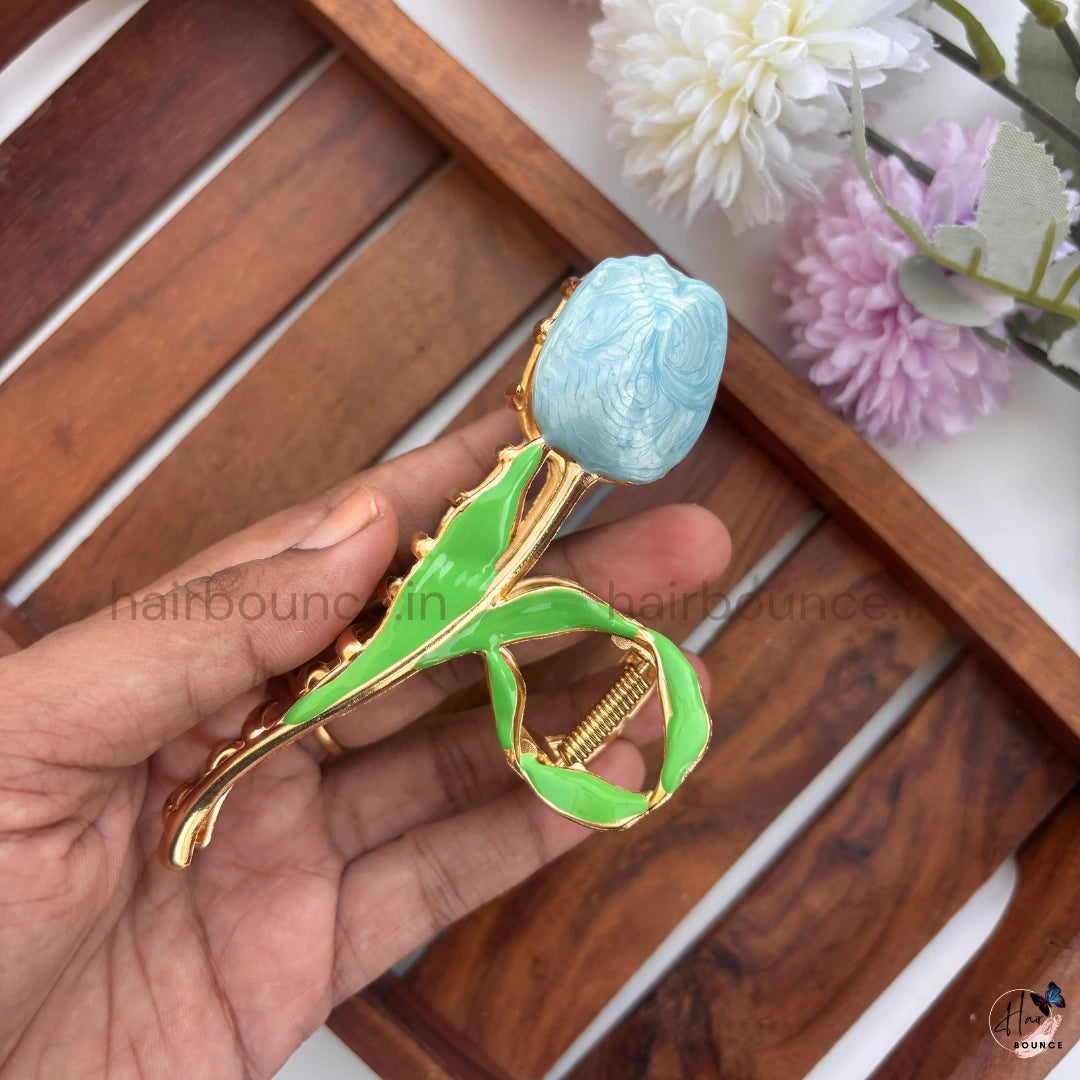 Tulip Bloom Metal Hair Claw - Large