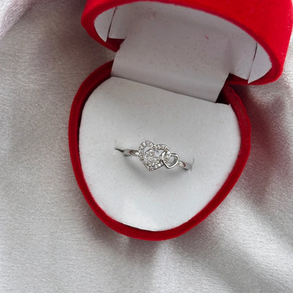 Double Heart Stone Ring – Adjustable