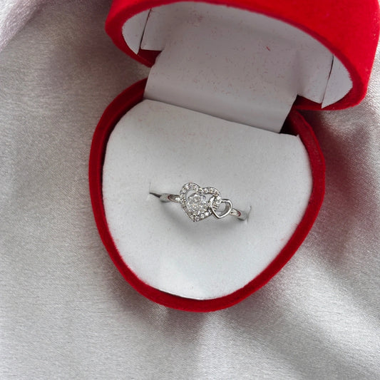 Double Heart Stone Ring – Adjustable