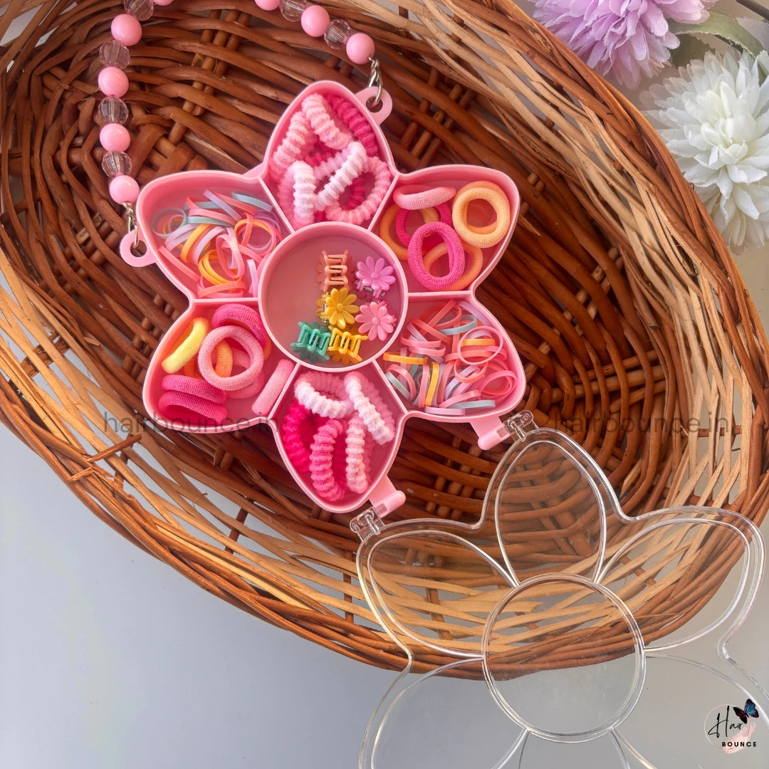 Flower Hair Accessories Organizer Kit – Pink