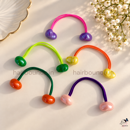 Colour Pop Heart Double Bead Hair Ties – Pack of 5