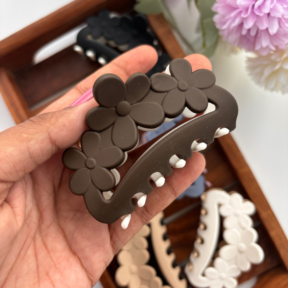 Dual Colour Flower Curve Hair Claw - Medium