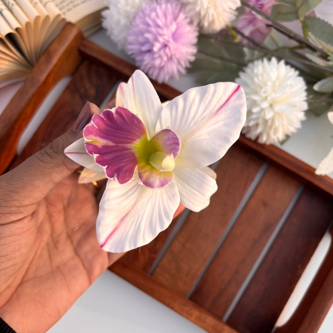 Elegant Orchid Bloom Hair Claw - Large