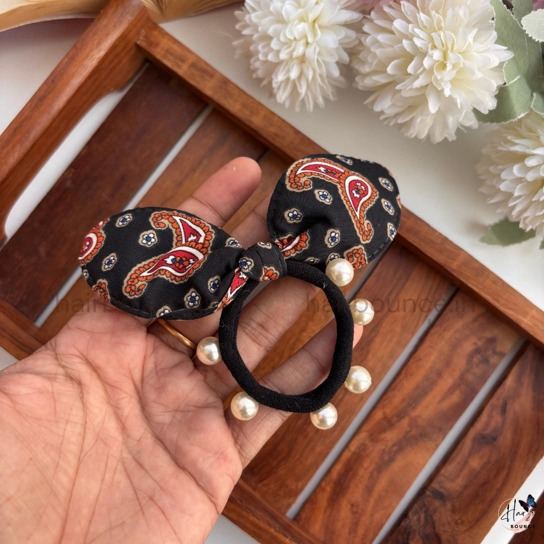 Paisley Pearl Bunny Ear Hair Tie