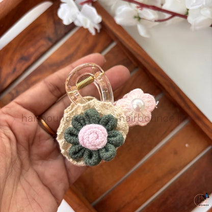 Handmade Crochet Flower Hair Claw – Medium