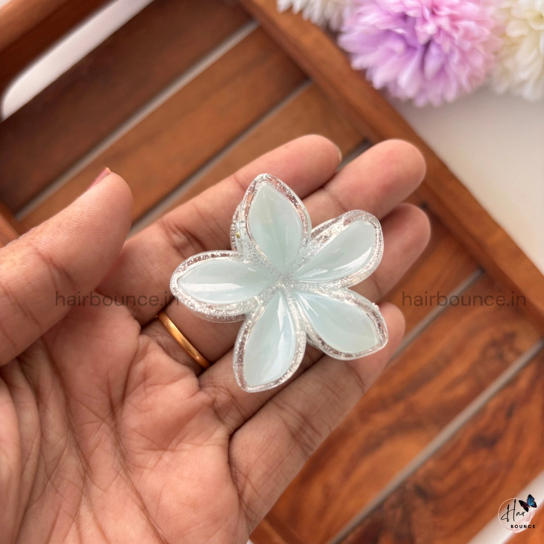 Crystal Blossom Glitter Edge Hair Claw – Small