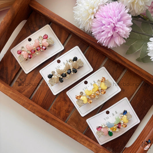 Crystal Heart Butterfly Center Hair Clip