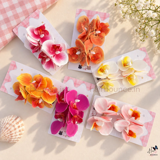 Tropical Orchid Flower Hair Clips – Pack of 2