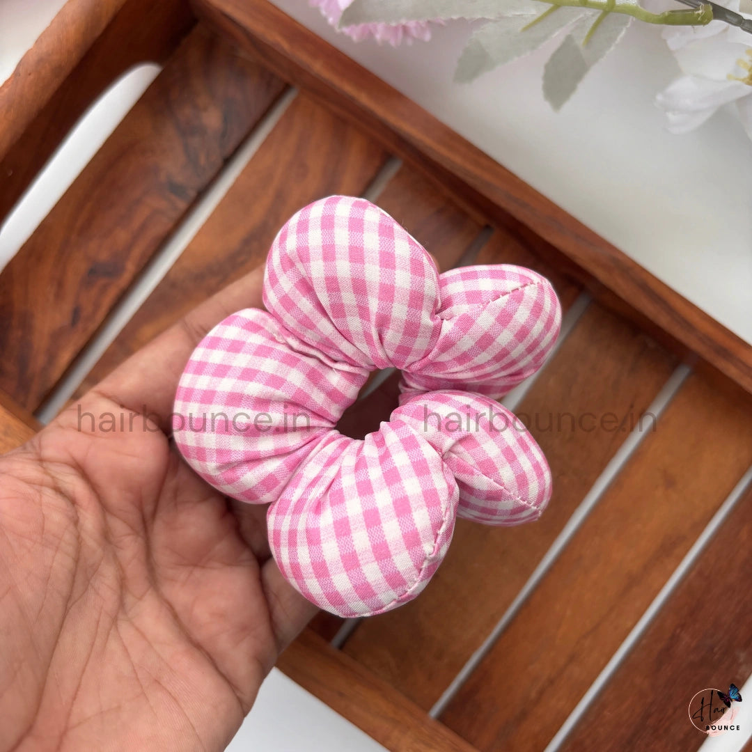 Cloud Puff Gingham Scrunchie
